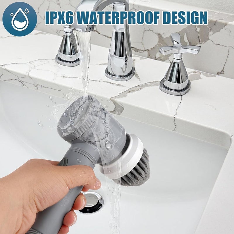 HFLYJPYW Electric Spin Scrubber - Shower Scrubber,Bathroom Scrubber Electric,for Cleaning Tub, Floor, Tile, Window, Sink, Kitchen Cleaning with 6 Electric Cleaning Brush Head (8) - Image 5